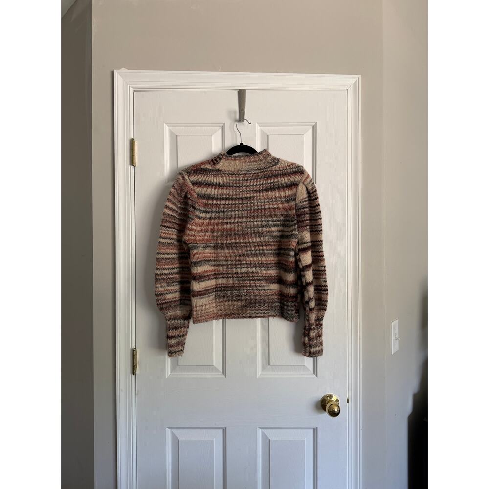 Veronica Beard Alston Sweater in Brown Pink Multi Striped Color Baby Alpaca - Picture 5 of 7